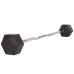 Штанга фіксована вигнута прогумована Rubber Hexagon Barbell Zelart TA-6231-35 довжина-95см 35кг чорний