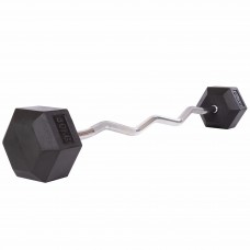 Штанга фіксована вигнута прогумована Rubber Hexagon Barbell Zelart TA-6231-40 довжина-95см 40кг чорний
