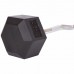 Штанга фіксована вигнута прогумована Rubber Hexagon Barbell Zelart TA-6231-45 довжина-95см 45кг чорний
