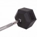 Штанга фіксована вигнута прогумована Rubber Hexagon Barbell Zelart TA-6231-50 довжина-95см 50кг чорний