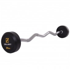 Штанга фіксована вигнута прогумована Zelart Rubber Coated Barbell TA-2687-20 довжина-95см 20кг чорний