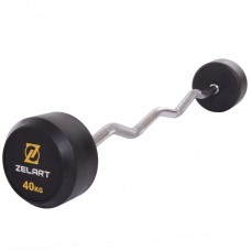 Штанга фіксована вигнута прогумована Zelart Rubber Coated Barbell TA-2687-40 довжина-95см 40кг чорний