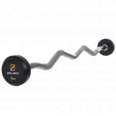 Штанга фіксована вигнута прогумована Zelart Rubber Coated Barbell TA-2687-5 довжина-95см 5кг чорний